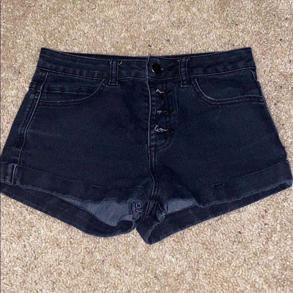 Black jean shorts